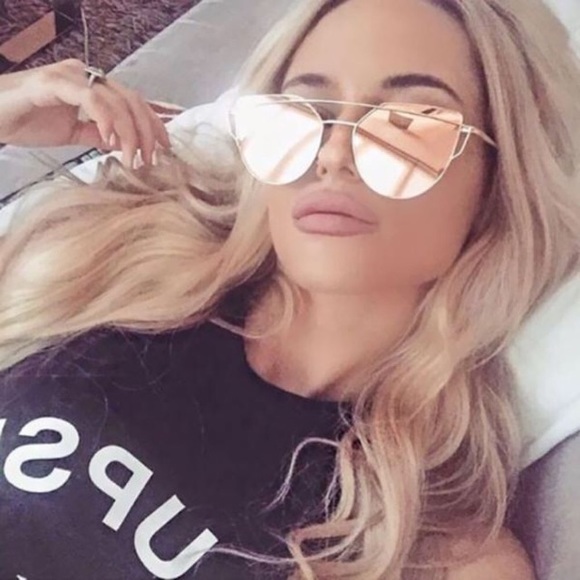 Accessories - Pink Gold Mirrored Cat Eye Aviators